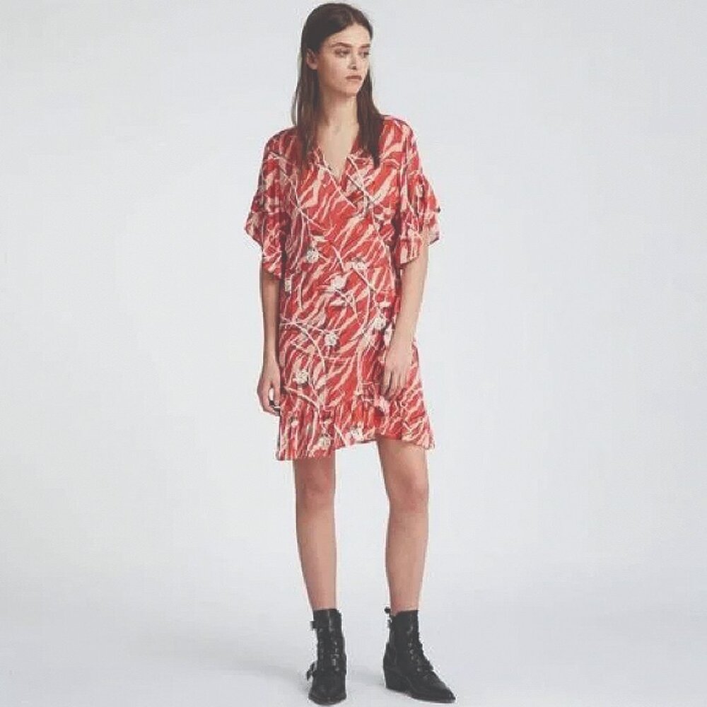 ALLSAINTS PRINTED MARLOW KAZUNO WRAP DRESS - NWOT